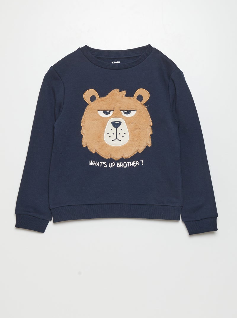 Sweatshirt em moletão lúdico AZUL - Kiabi