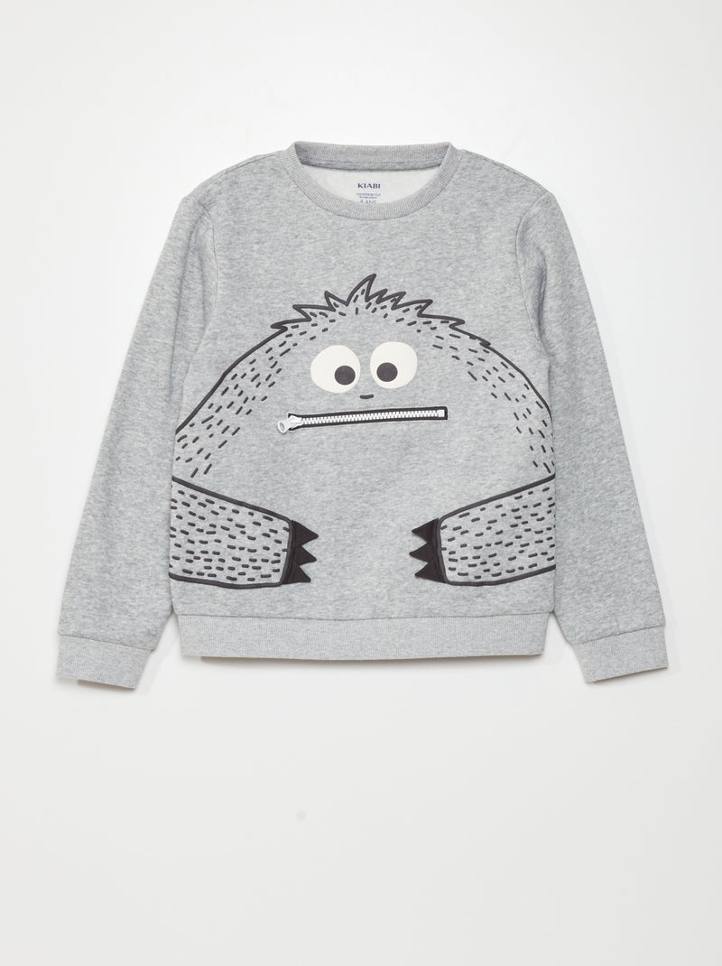 Sweatshirt em moletão lúdico Cinza - Kiabi