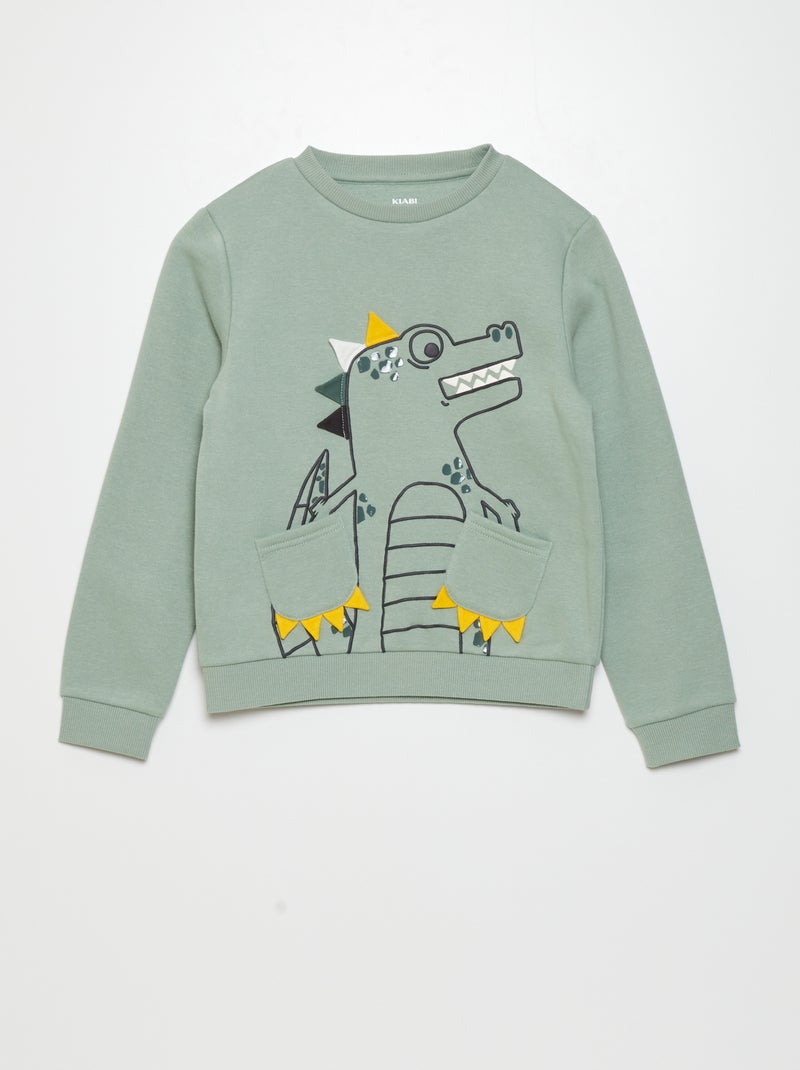 Sweatshirt em moletão lúdico Verde - Kiabi