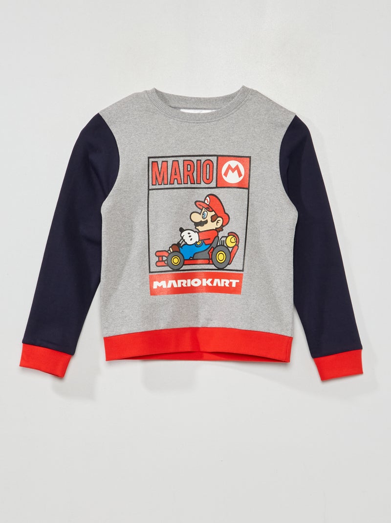 Sweatshirt em moletão 'Mário'  - Cinza/ Marinho - Kiabi