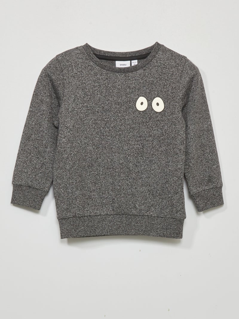 Sweatshirt em moletão matizado 'olhos' CINZA - Kiabi