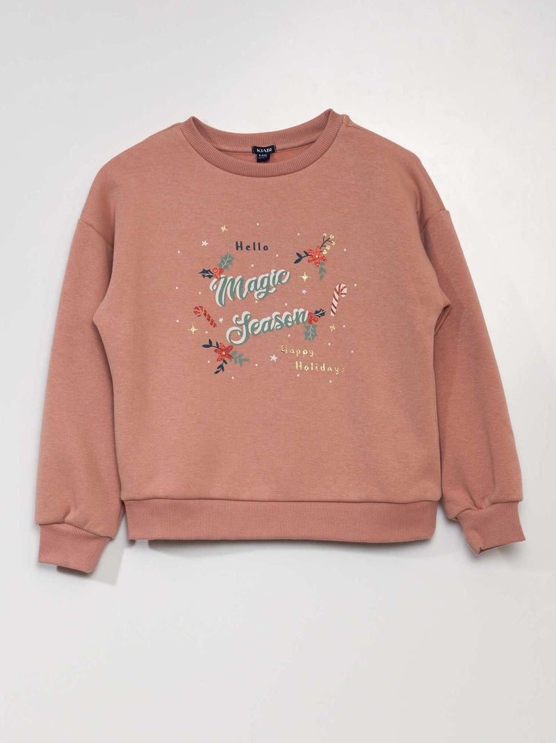Sweatshirt em moletão 'Natal' ROSA - Kiabi
