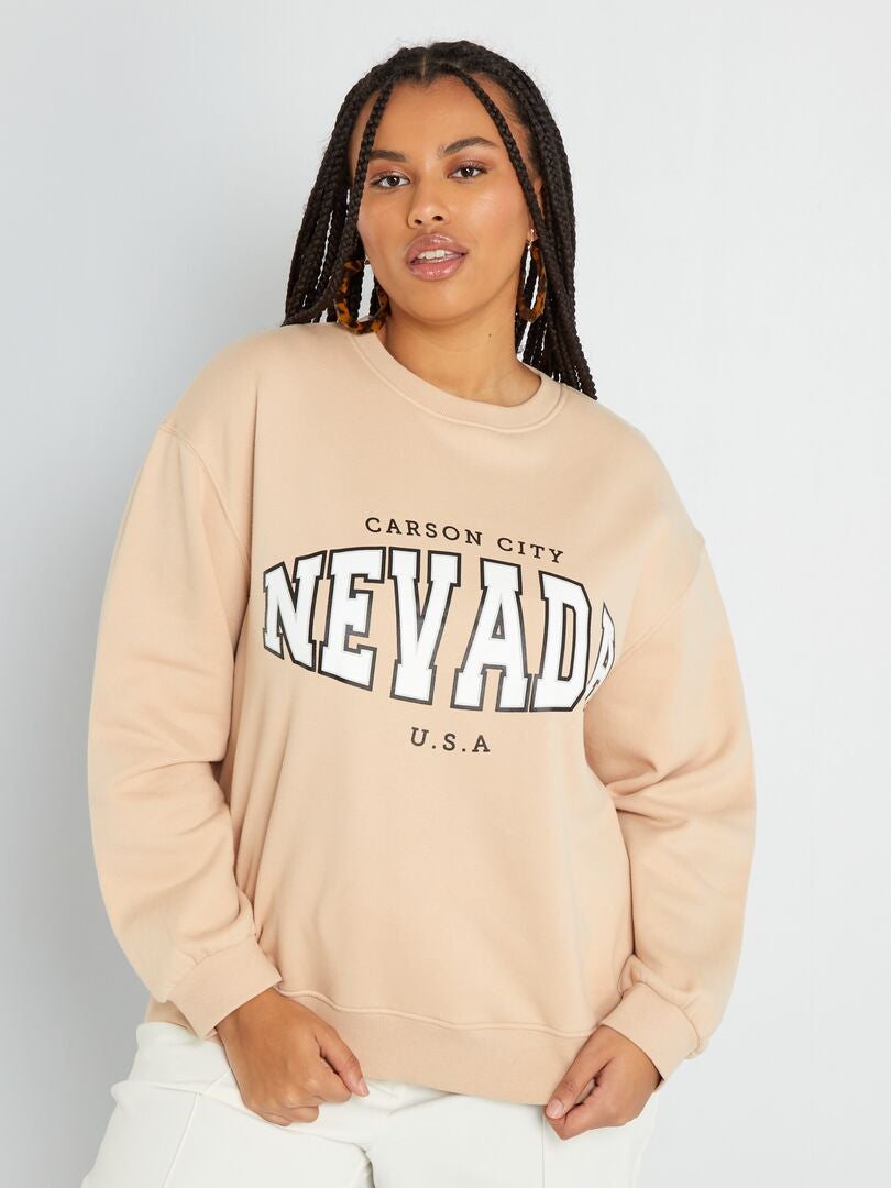 Sweatshirt em moletão 'Nevada' BEGE - Kiabi