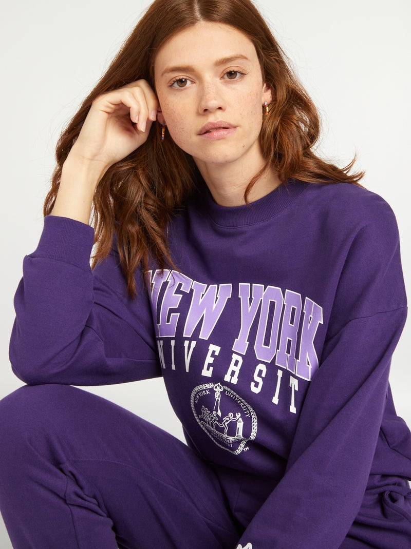 Sweatshirt em moletão 'New-York University' VIOLETA - Kiabi