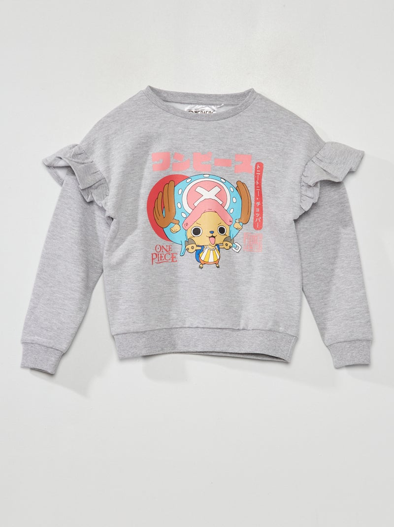Sweatshirt em moletão 'One Piece' com folhos CINZA - Kiabi