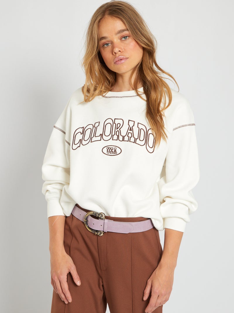 Sweatshirt em moletão oversize Branco - Kiabi