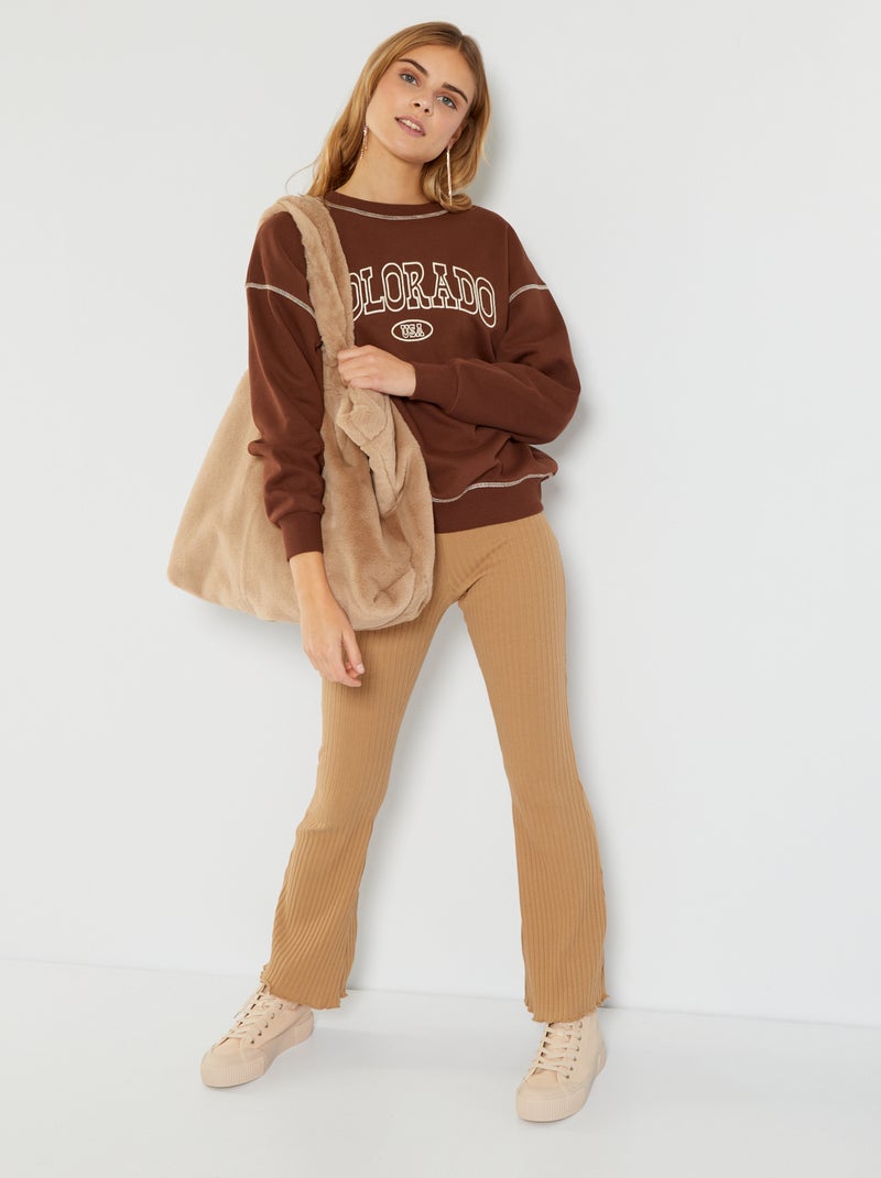 Sweatshirt em moletão oversize CASTANHO - Kiabi