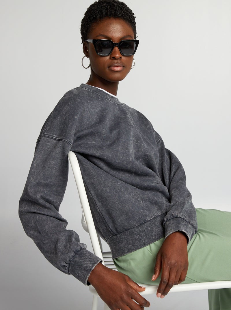 Sweatshirt em moletão oversize Preto - Kiabi