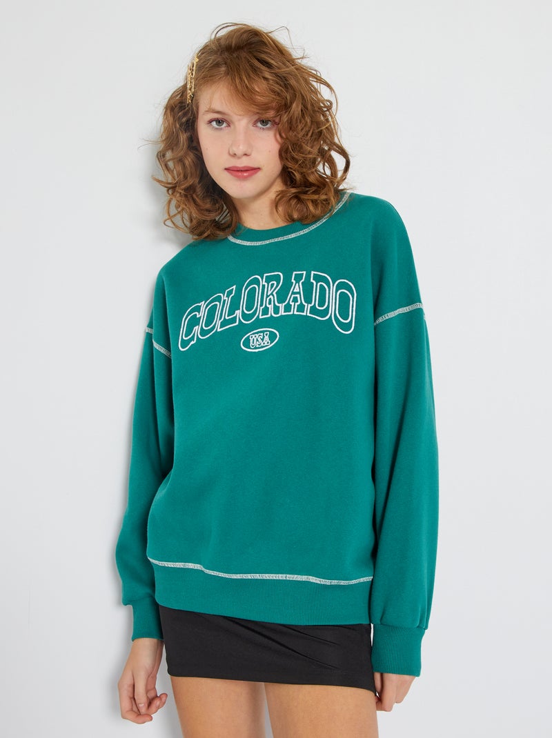 Sweatshirt em moletão oversize VERDE - Kiabi