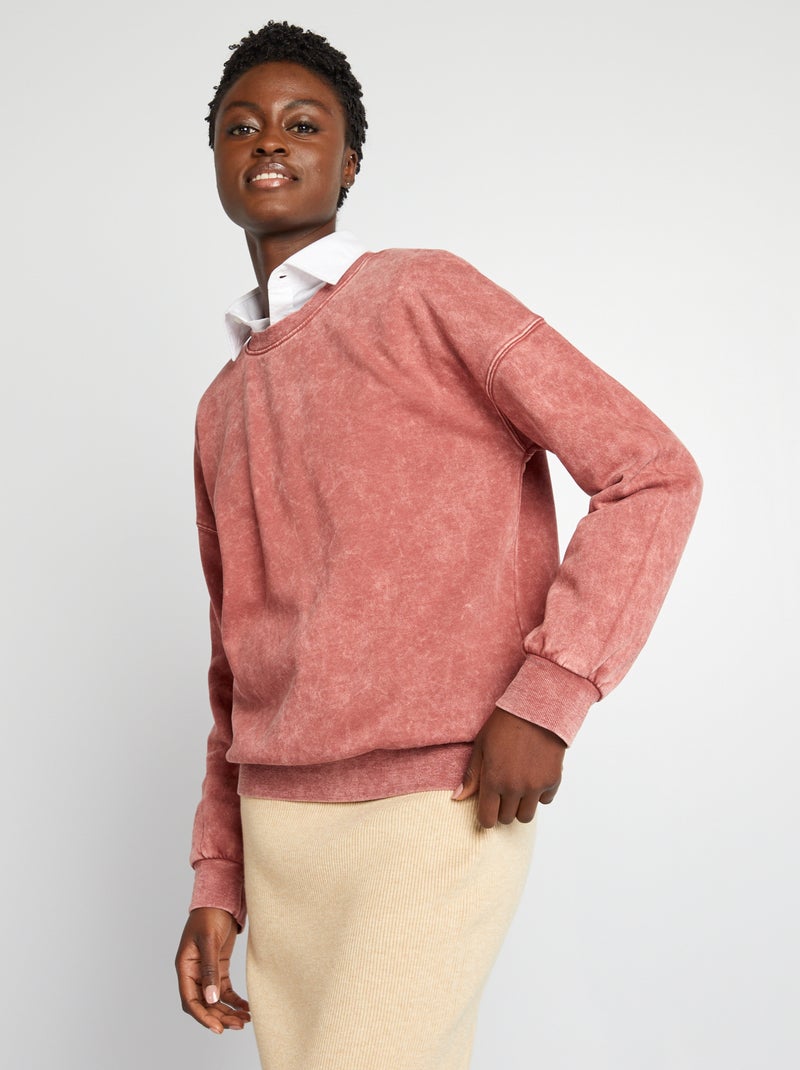 Sweatshirt em moletão oversize VERMELHO - Kiabi