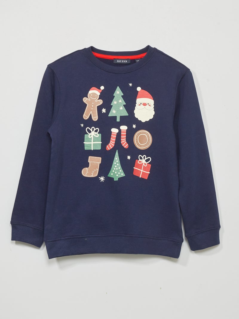 Sweatshirt em moletão 'Pai Natal' AZUL - Kiabi