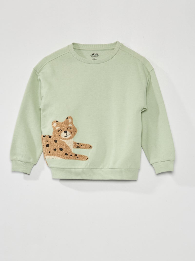 Sweatshirt em moletão 'pantera' BEGE - Kiabi