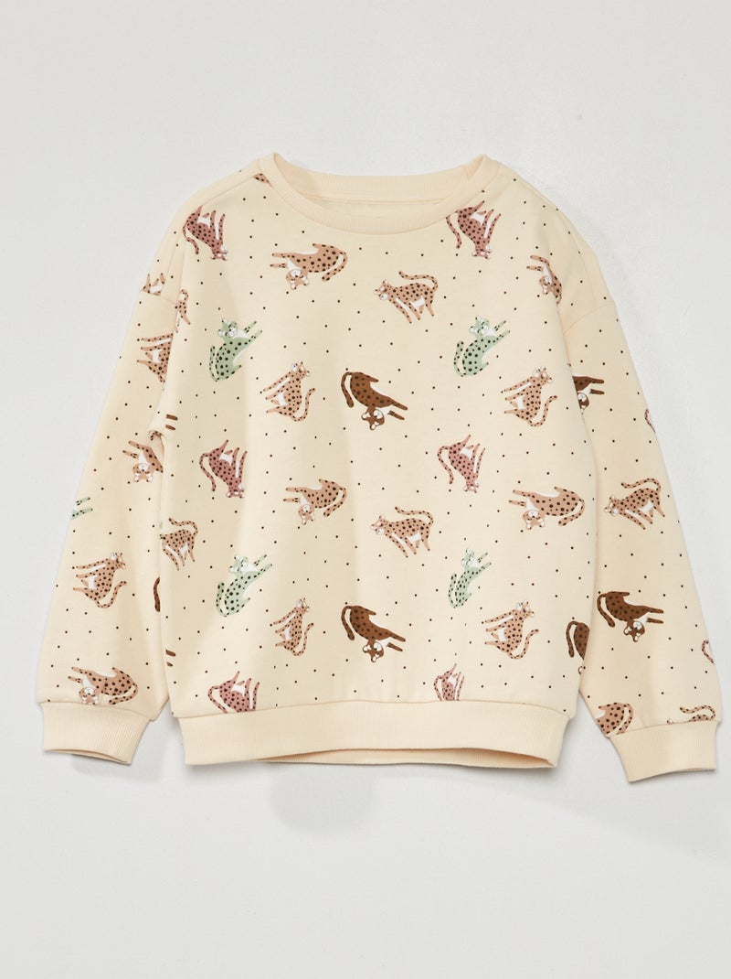 Sweatshirt em moletão 'pantera' BRANCO - Kiabi