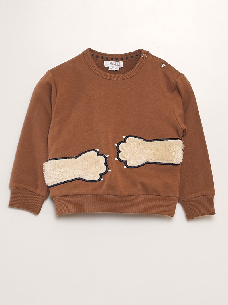 Sweatshirt em moletão 'pata de ursos' CASTANHO - Kiabi