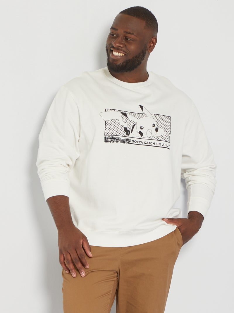 Sweatshirt em moletão 'Pikachu' Branco - Kiabi