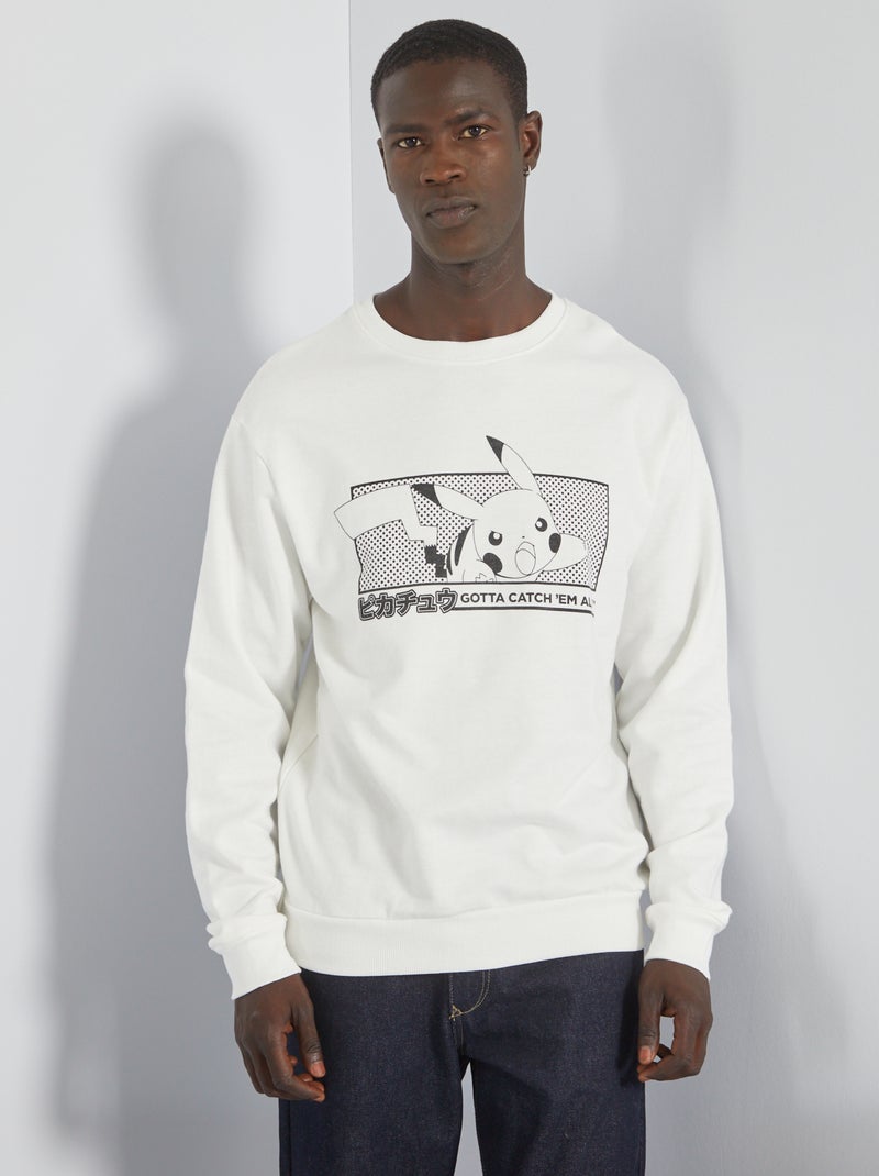 Sweatshirt em moletão 'Pikachu' 'Pokémon' BRANCO - Kiabi
