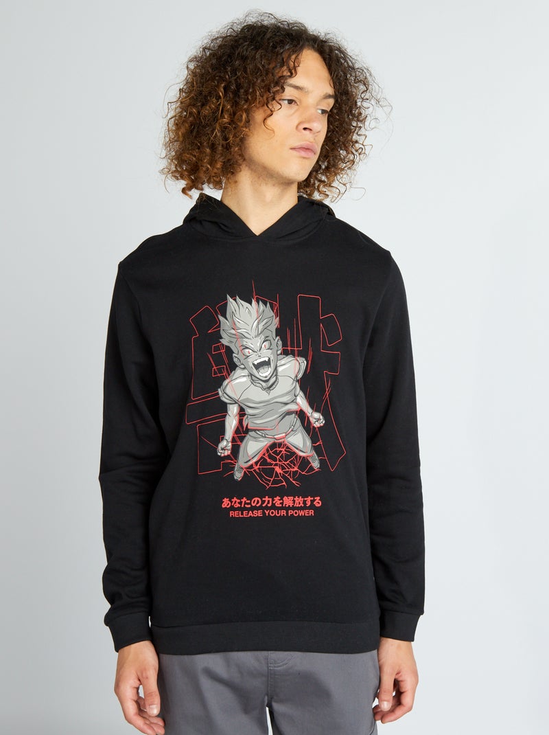 Sweatshirt em moletão PRETO - Kiabi