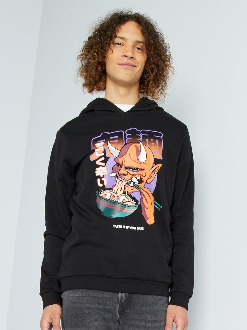 Sweatshirt em moletão PRETO - Kiabi