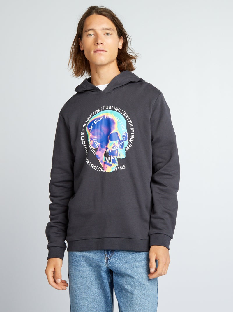 Sweatshirt em moletão PRETO - Kiabi