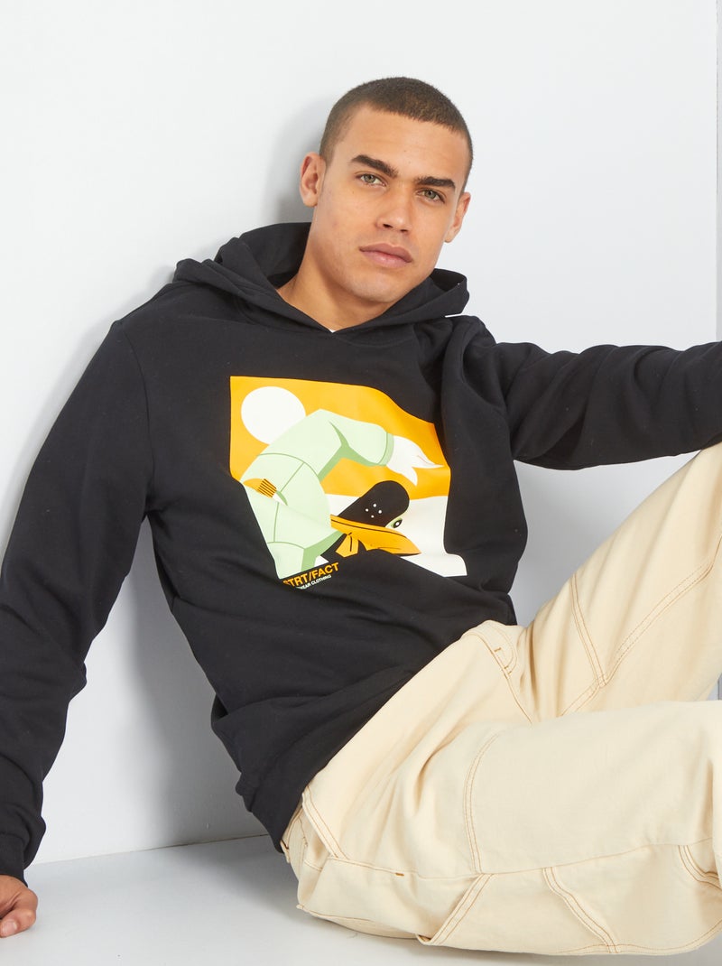 Sweatshirt em moletão PRETO - Kiabi