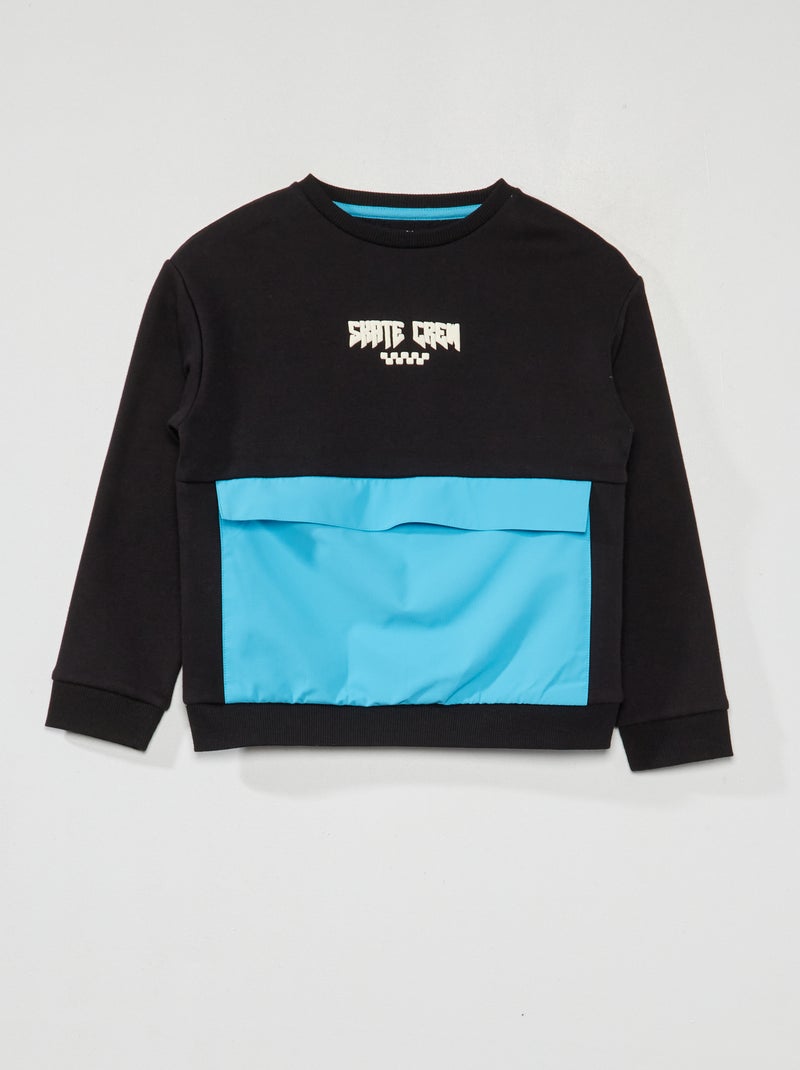 Sweatshirt em moletão PRETO - Kiabi