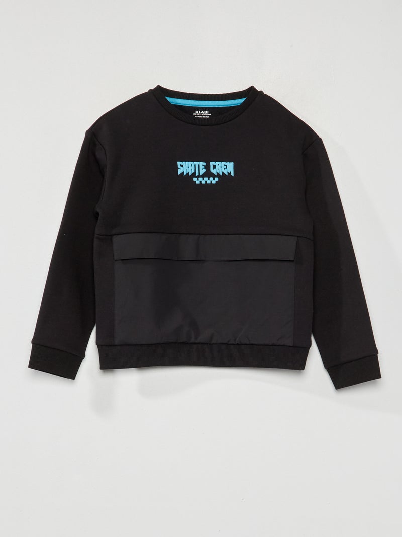 Sweatshirt em moletão PRETO - Kiabi
