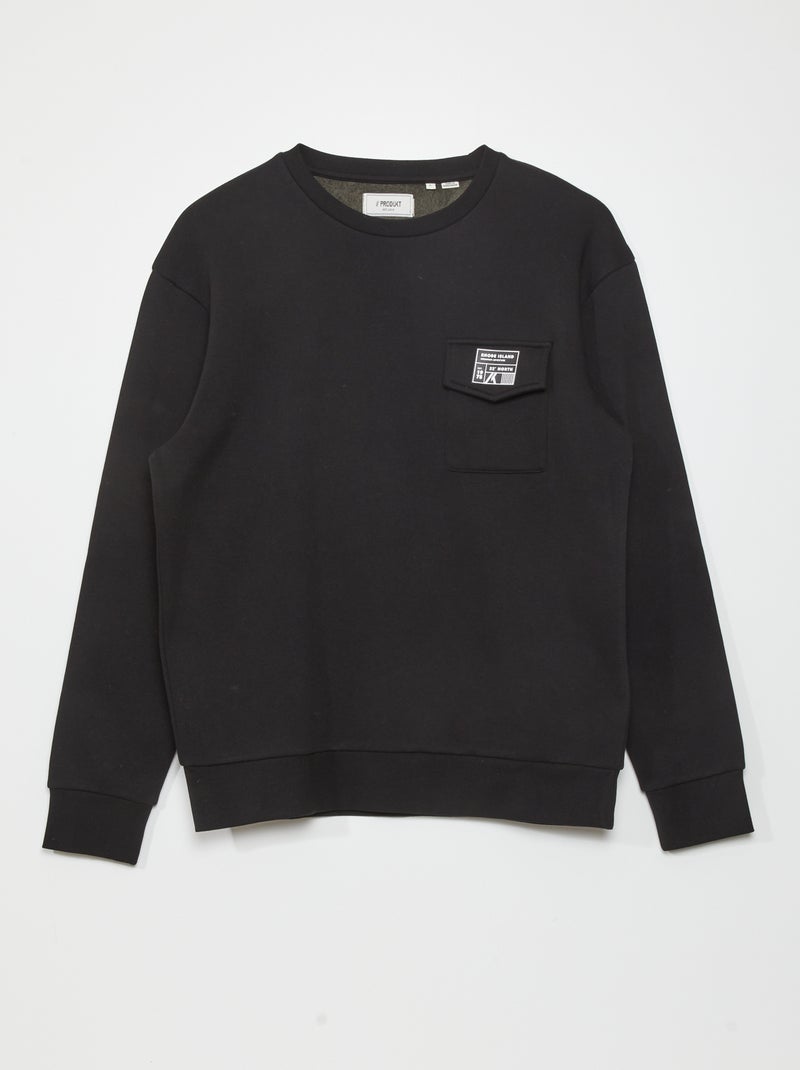 Sweatshirt em moletão Preto - Kiabi