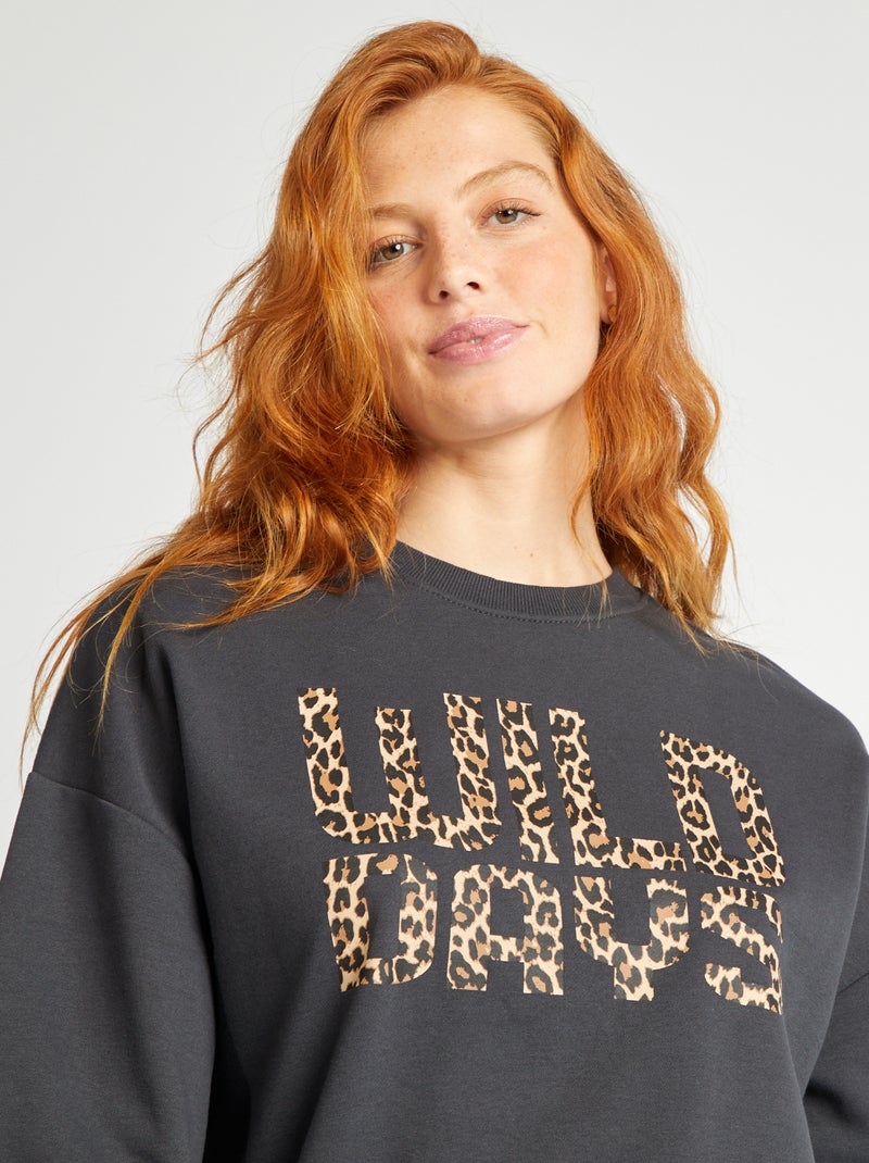 Sweatshirt em moletão PRETO - Kiabi