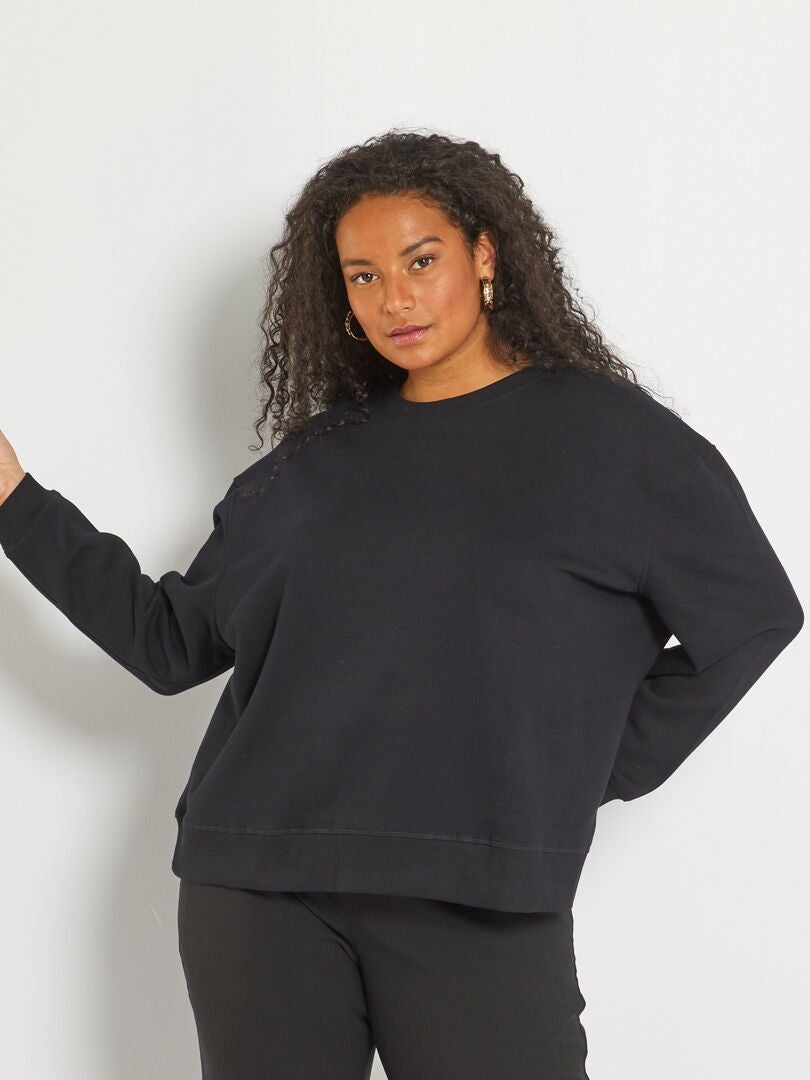 Sweatshirt em moletão Preto - Kiabi