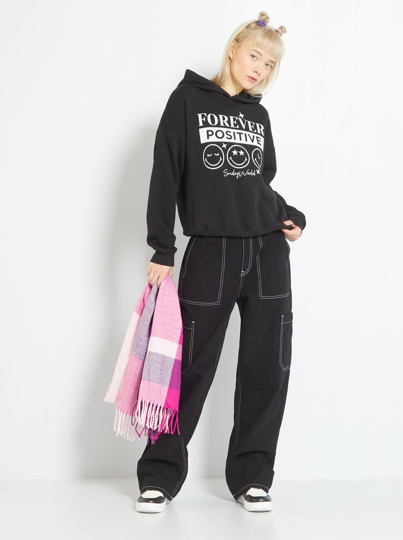 Sweatshirt em moletão Preto - Kiabi