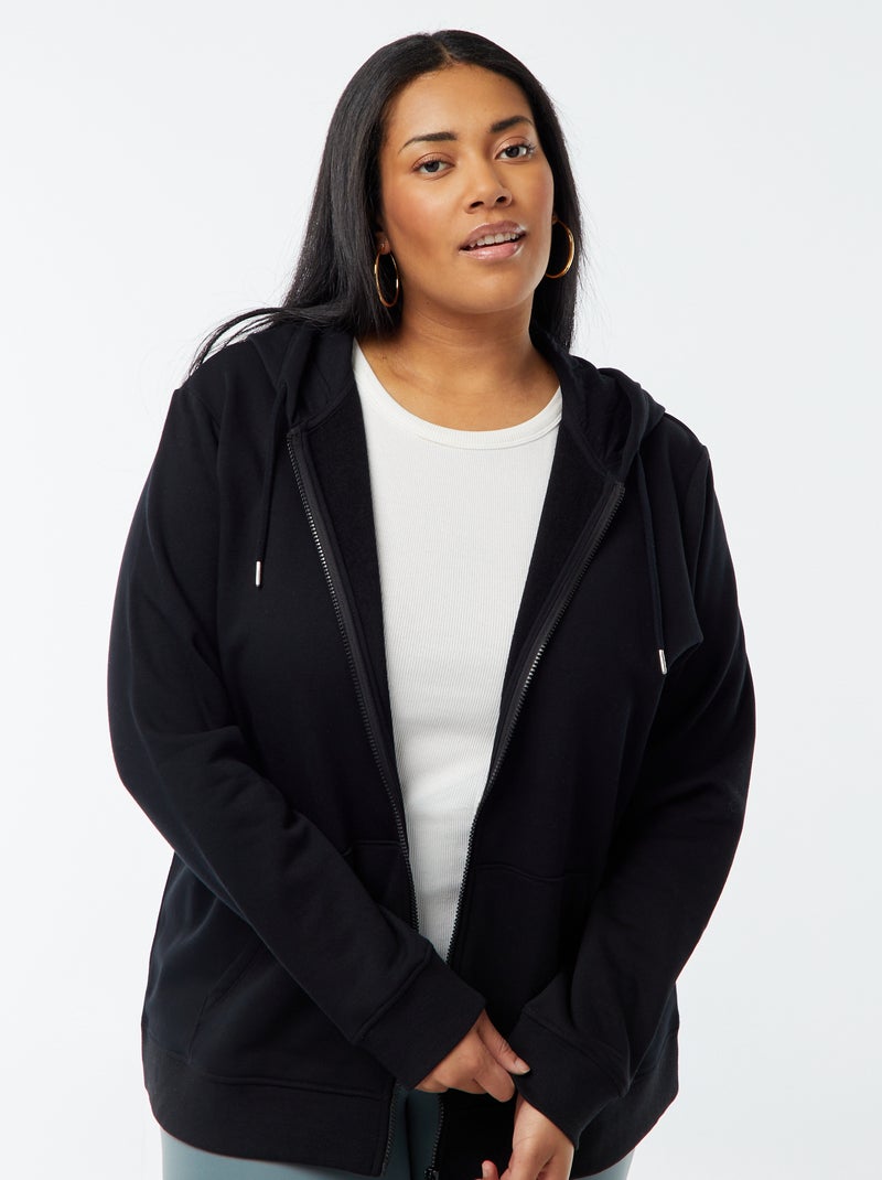 Sweatshirt em moletão quente com capuz Preto - Kiabi