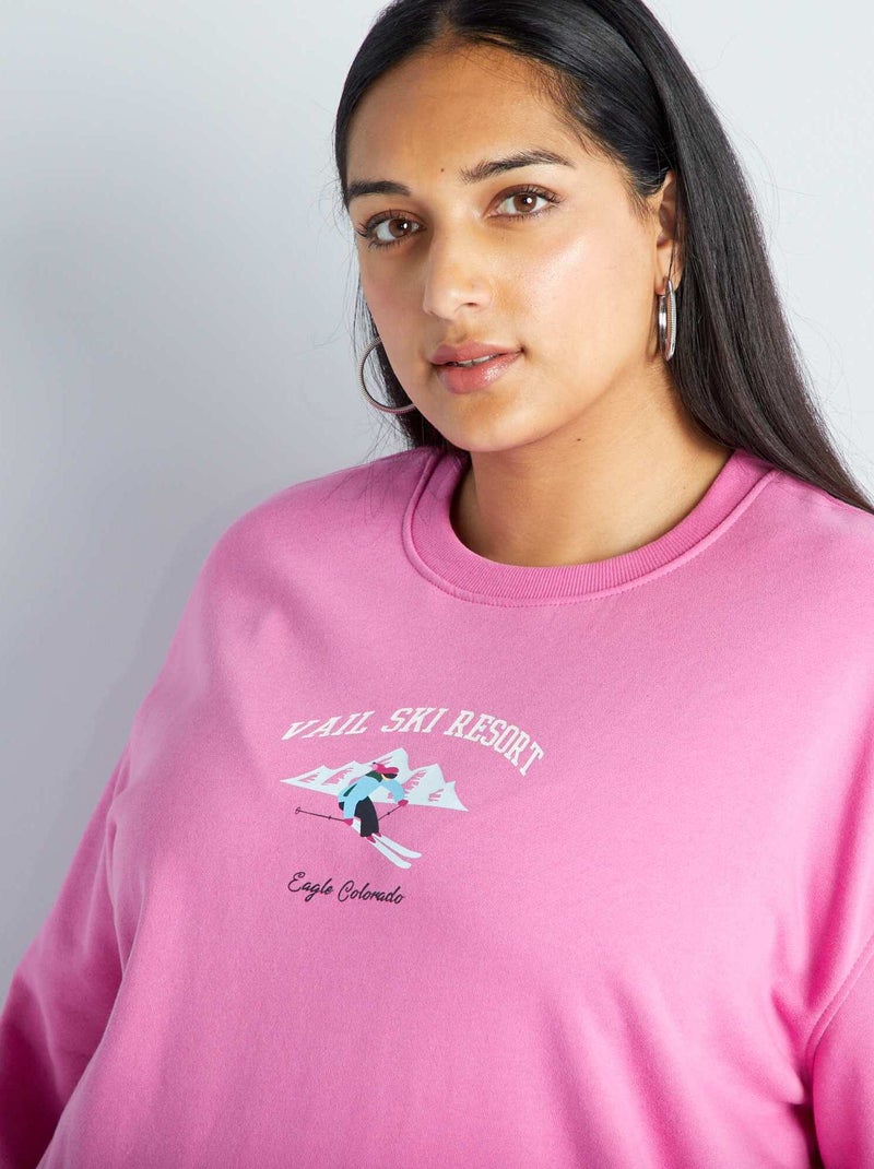 Sweatshirt em moletão ROSA - Kiabi