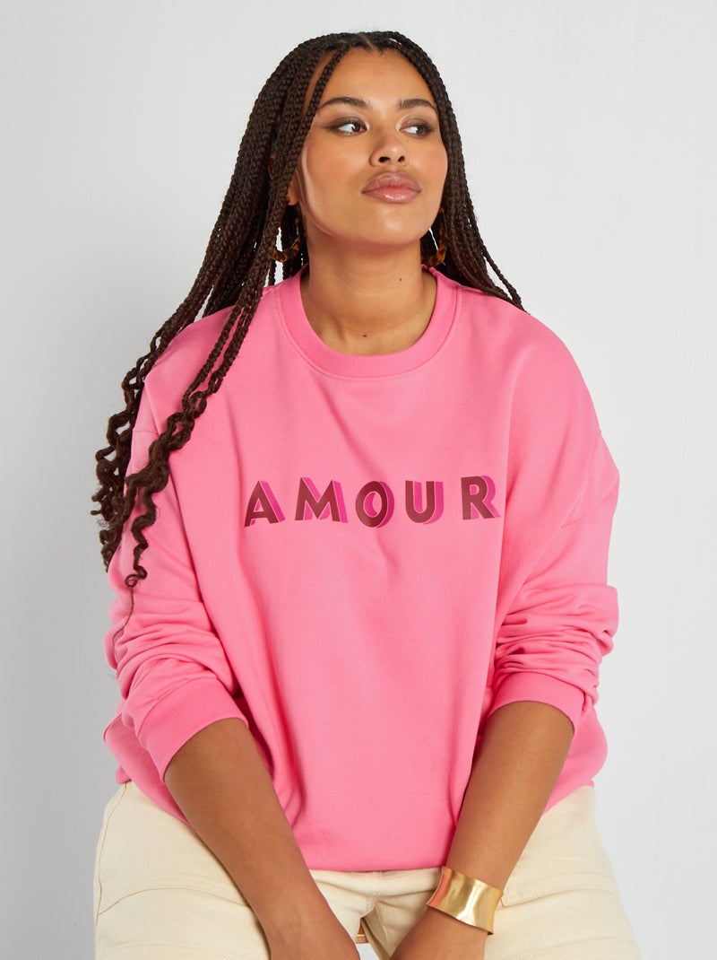 Sweatshirt em moletão ROSA - Kiabi