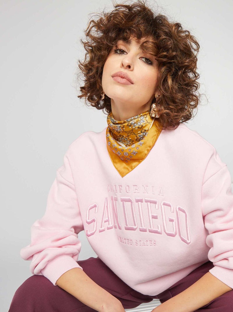 Sweatshirt em moletão ROSA - Kiabi