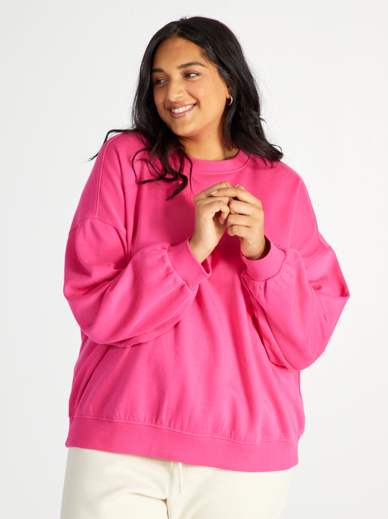 Sweatshirt em moletão Rosa Quente - Kiabi