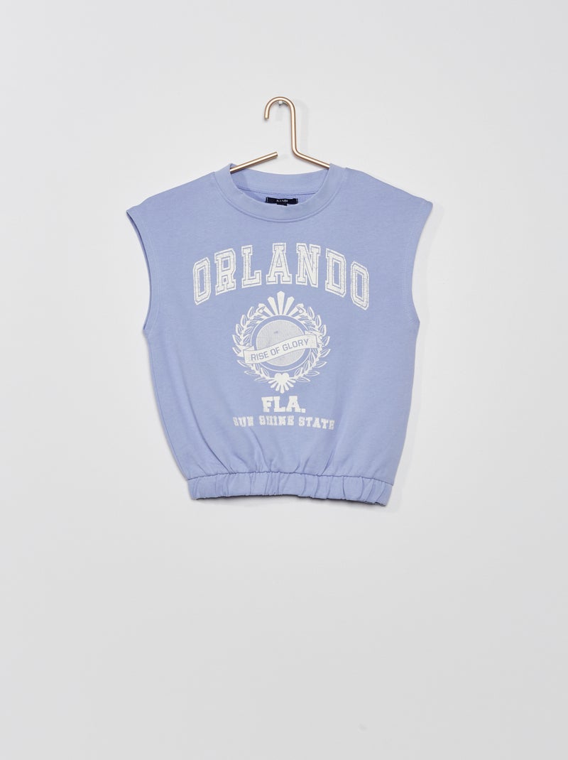 Sweatshirt em moletão sem mangas AZUL - Kiabi
