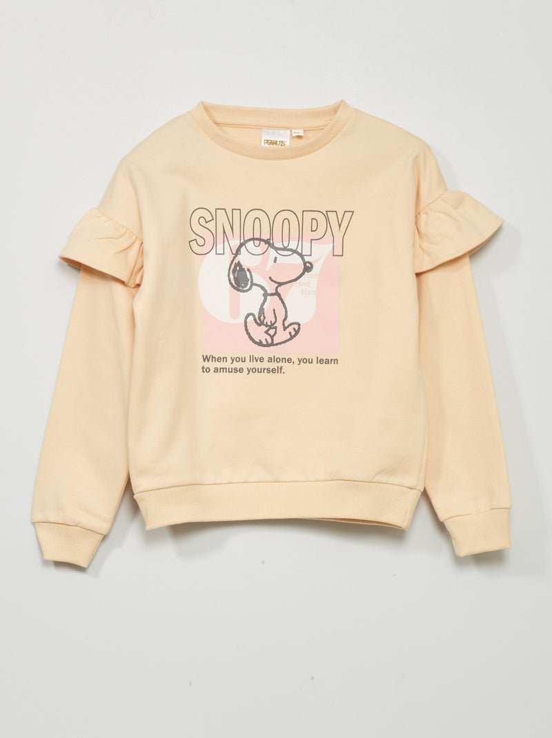 Sweatshirt em moletão 'Snoopy' com folhos BEGE - Kiabi