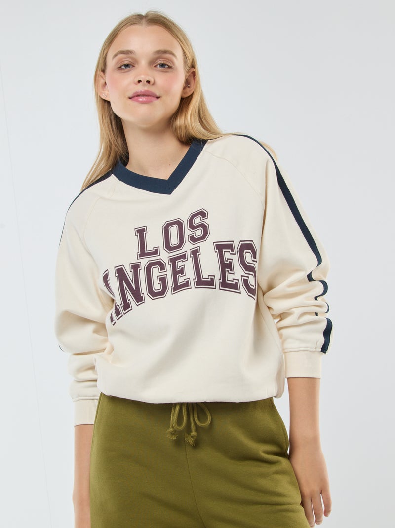 Sweatshirt em moletão sporstwear Branco - Kiabi
