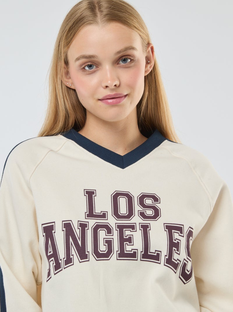 Sweatshirt em moletão sporstwear Branco - Kiabi