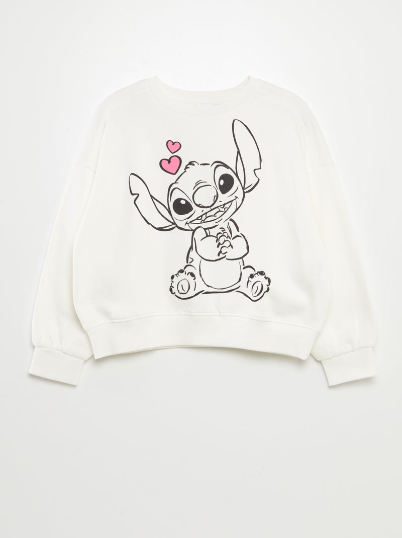 Sweatshirt em moletão 'Stitch' BRANCO - Kiabi