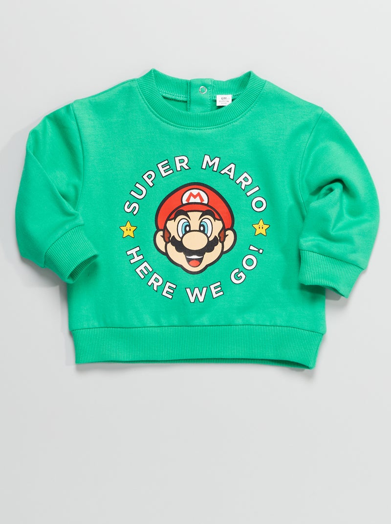 Sweatshirt em moletão 'Super Mário' VERDE - Kiabi