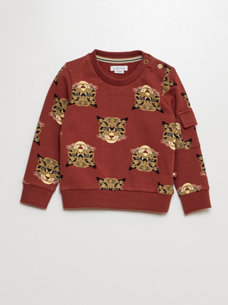 Sweatshirt em moletão 'tigre' - 'Van Gennip' VERMELHO - Kiabi