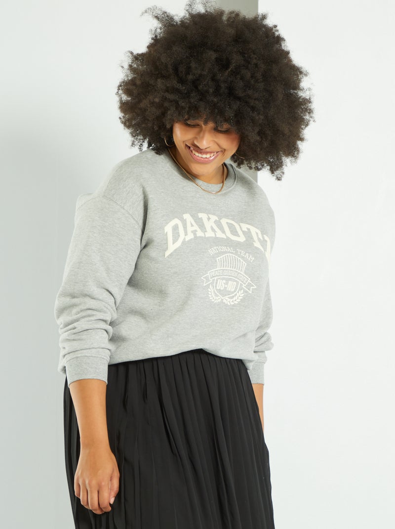 Sweatshirt em moletão tipo universidade americana CINZA - Kiabi