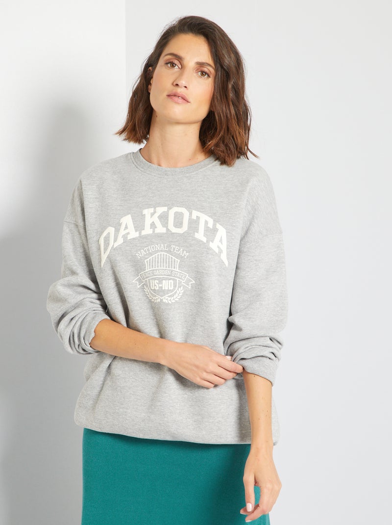 Sweatshirt em moletão tipo universidade americana CINZA - Kiabi