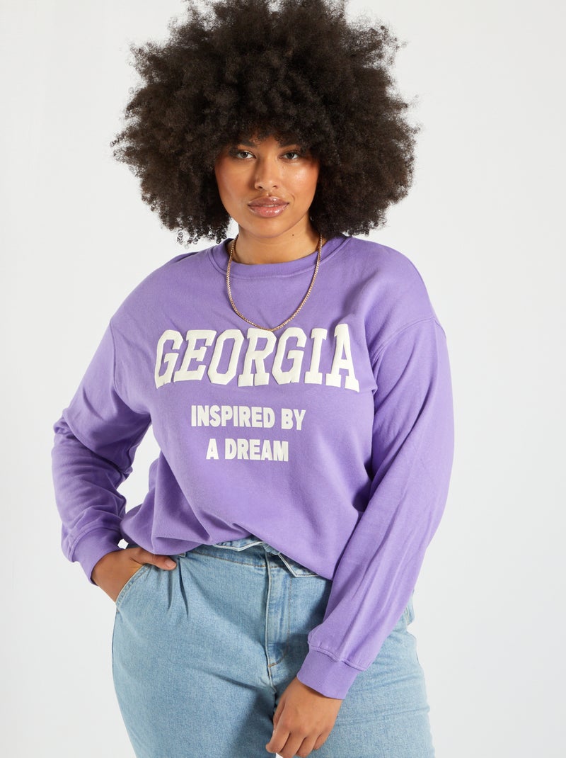 Sweatshirt em moletão tipo universidade americana VIOLETA - Kiabi