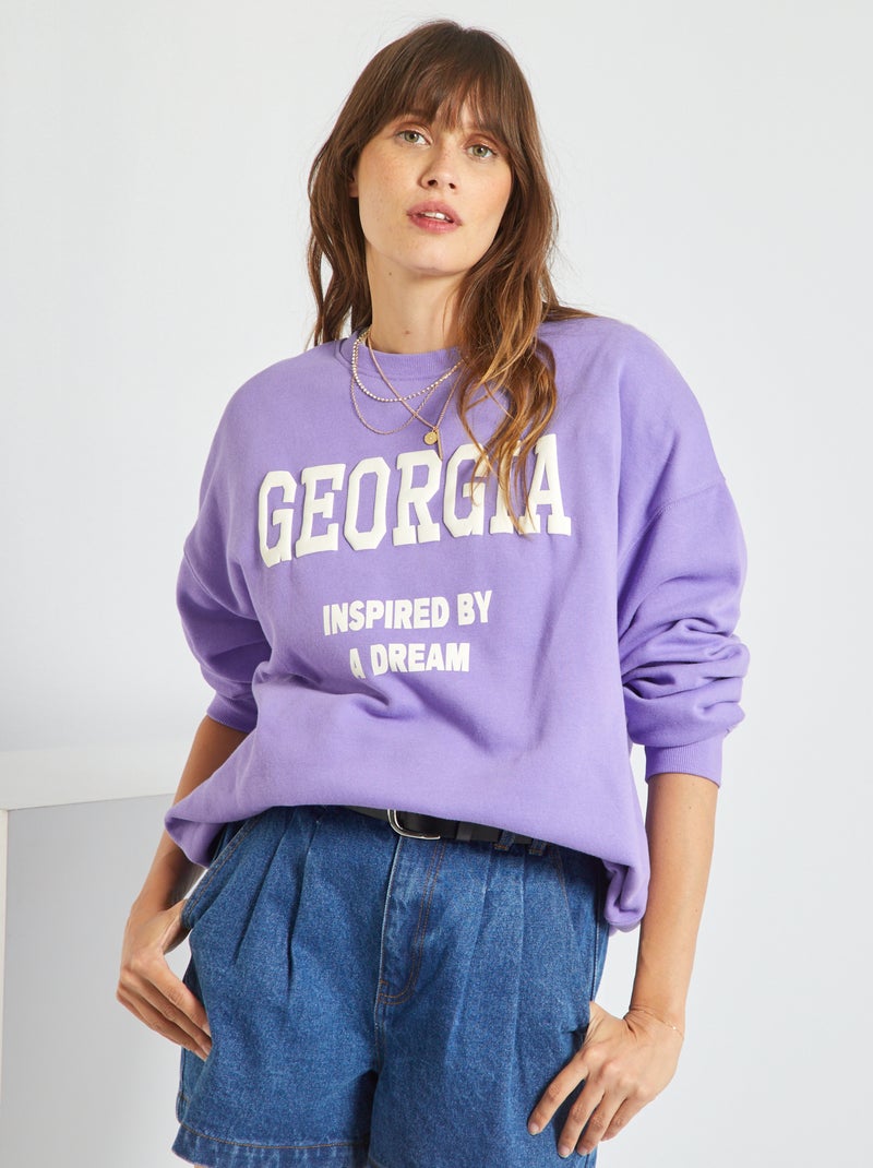 Sweatshirt em moletão tipo universidade americana VIOLETA - Kiabi