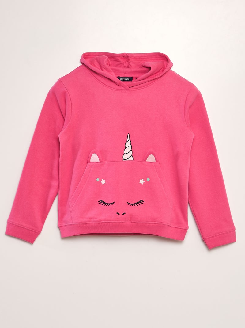 Sweatshirt em moletão 'unicórnio' com capuz ROSA - Kiabi