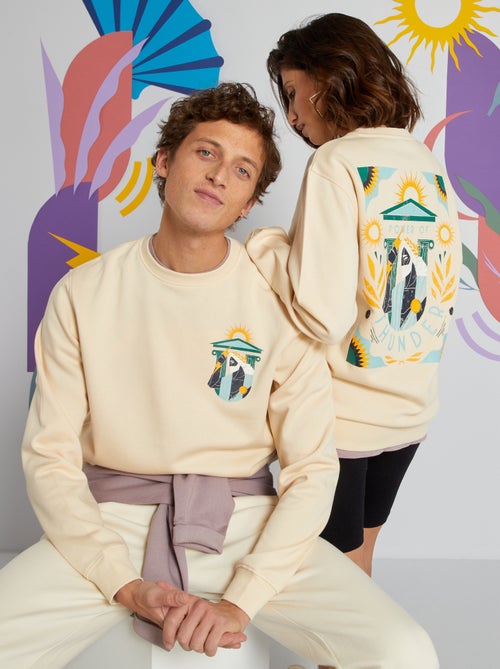Sweatshirt em moletão unissexo com estampado - Kiabi