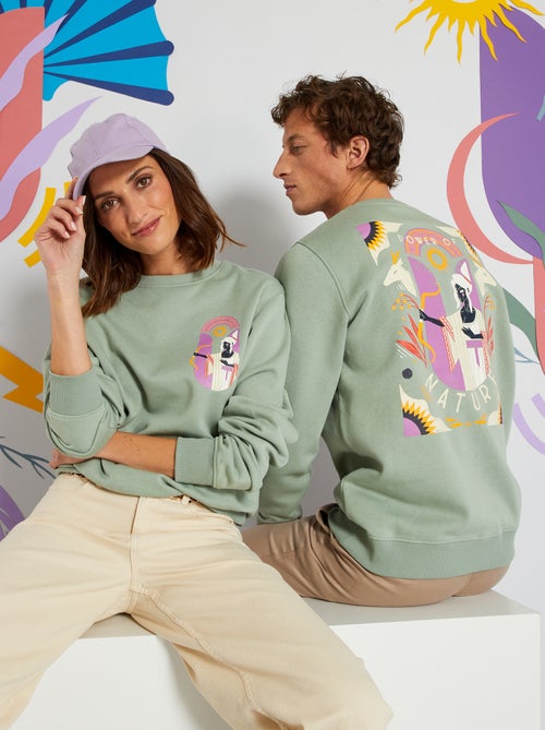 Sweatshirt em moletão unissexo com estampado - Kiabi