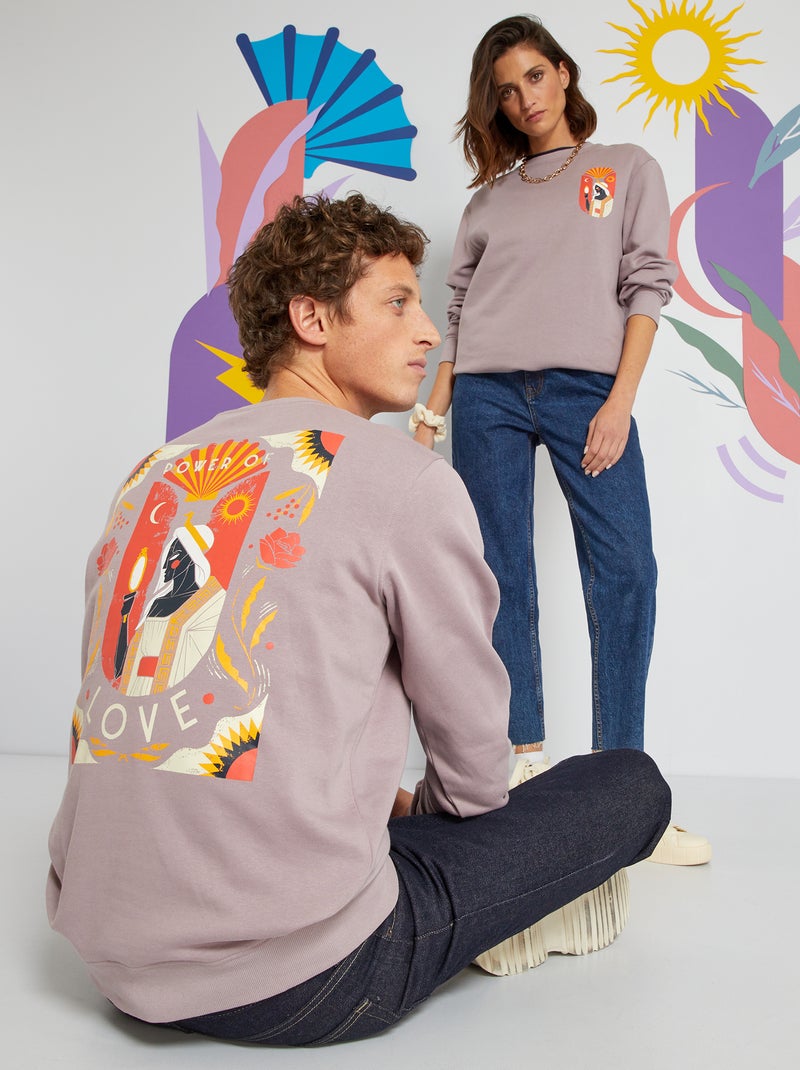 Sweatshirt em moletão unissexo com estampado VIOLETA - Kiabi
